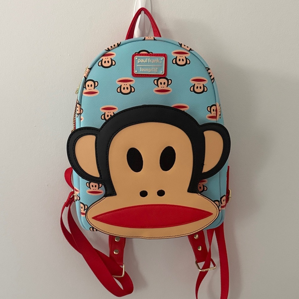 Paul Frank Blue and Red Monkey Backpack